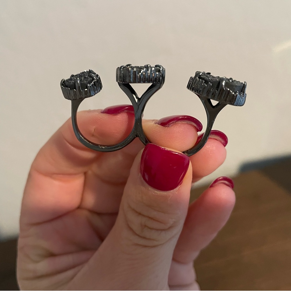 Kendra Scott - Naomi Ring - Black drusy Triple Ring Set